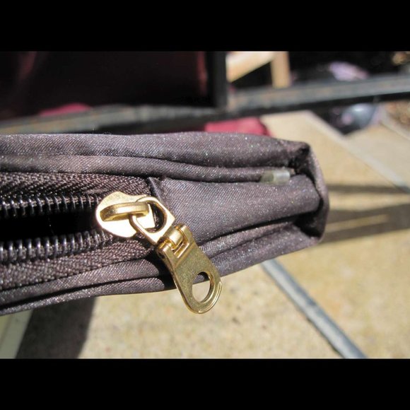 Brown Silky Modella Zippered Make Up Tote Bag Clutch Purse Handbag - Picture 3 of 10